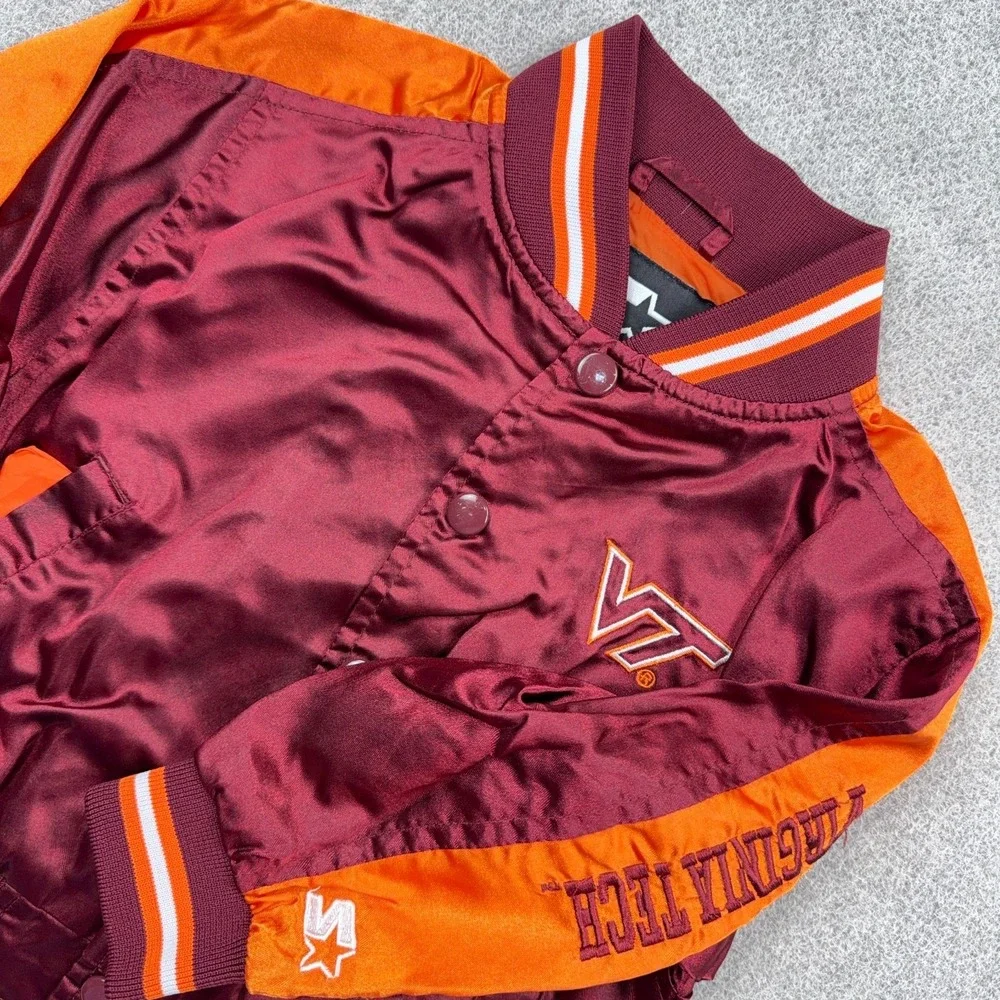 Vintage Virginia Tech Hokies Starter Jacket Baby 3T Maroon Satin Y2K Bomber Kids
